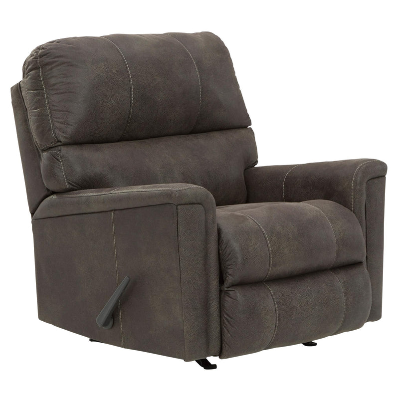 Manufacturer Color_Smoke -- Signature Design by Ashley Navi Rocker Leather Look Recliner IMAGE 1