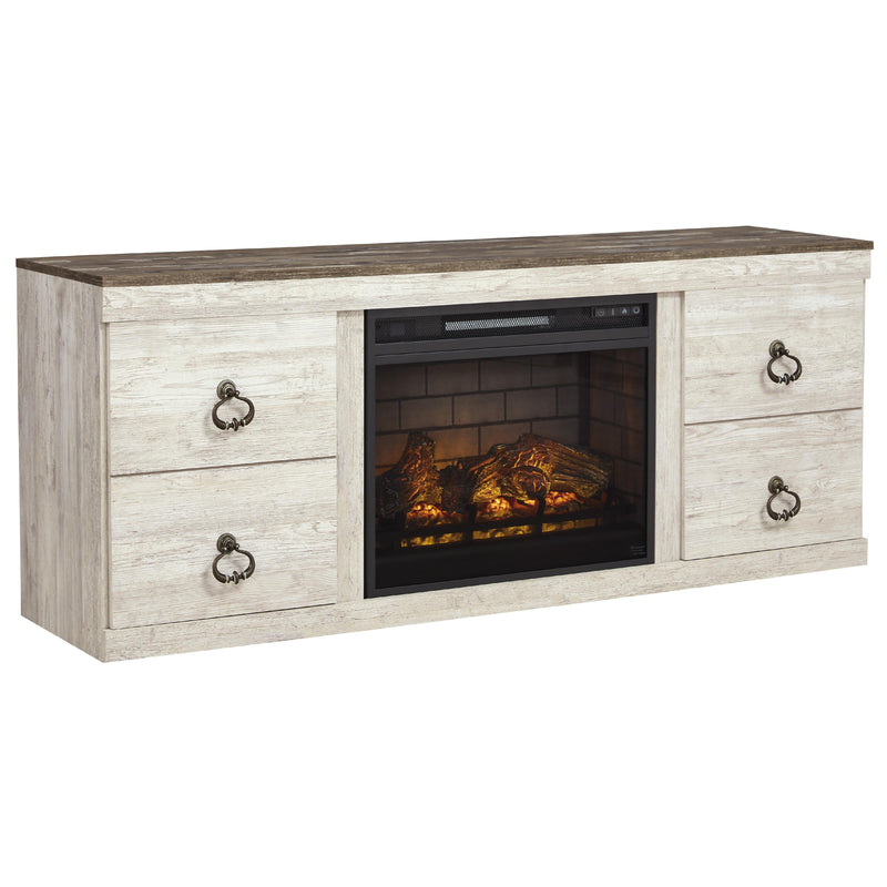 Signature Design by Ashley Willowton EW0267W8 TV Stand with Electric Fireplace IMAGE 1
