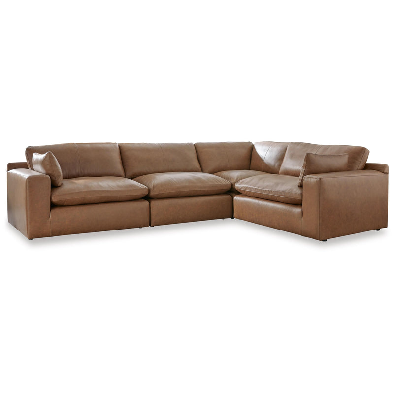 Manufacturer Color_Caramel -- Signature Design by Ashley Emilia Leather Match 4 pc Sectional IMAGE 1