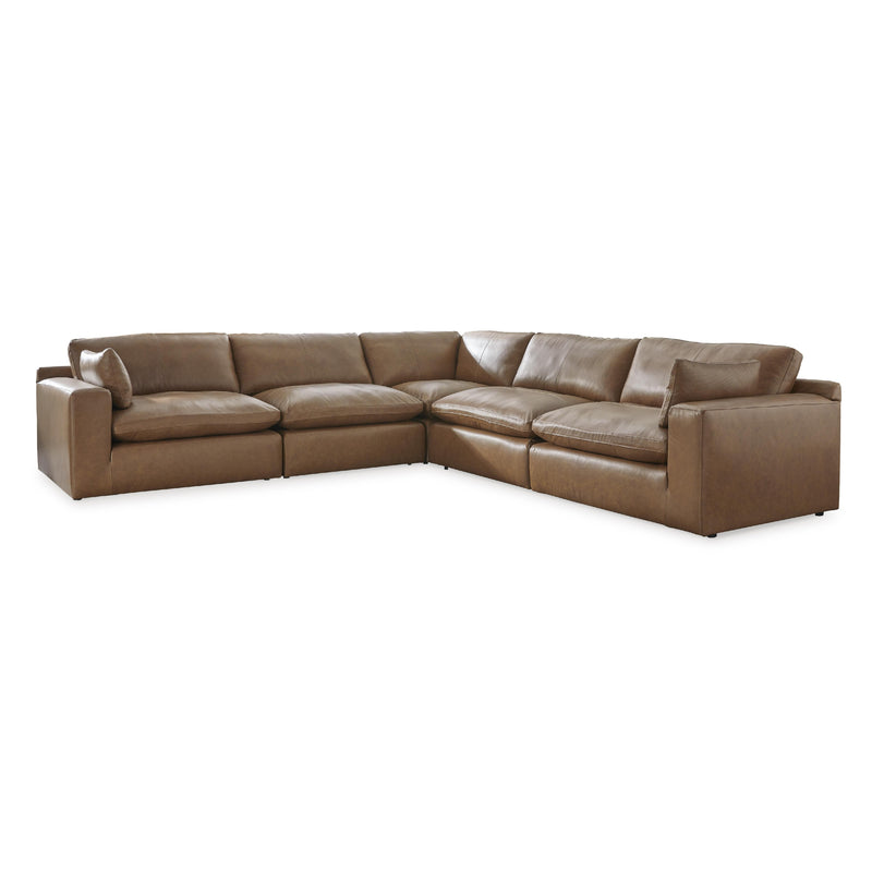 Manufacturer Color_Caramel -- Signature Design by Ashley Emilia Leather Match 5 pc Sectional IMAGE 1
