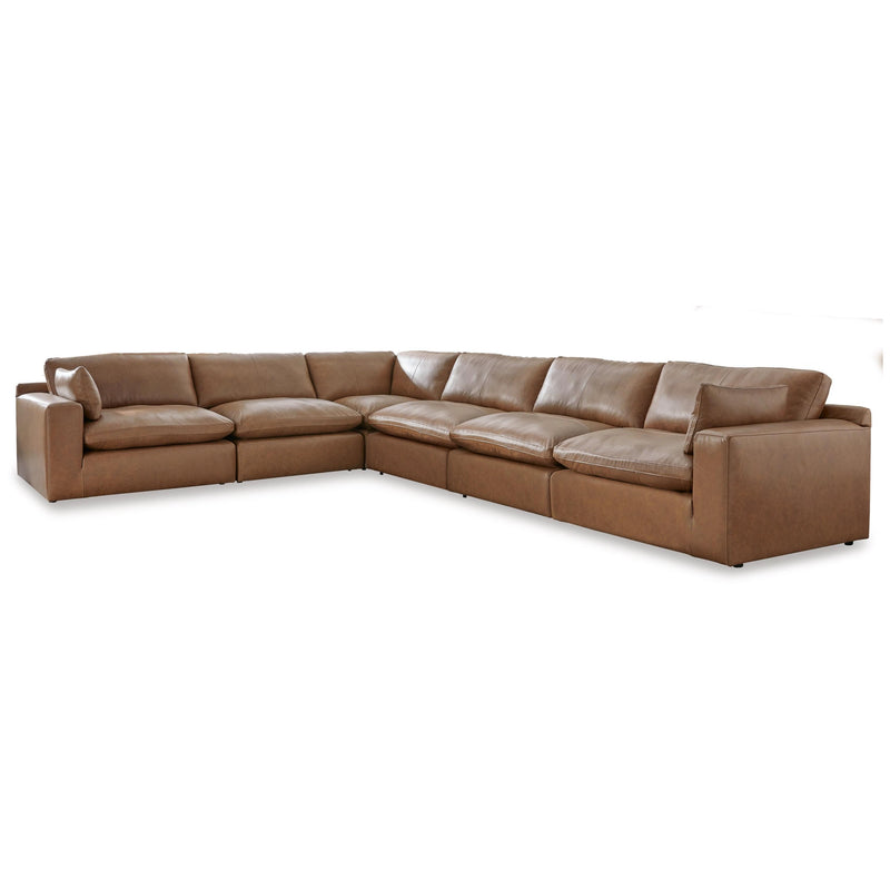 Manufacturer Color_Caramel -- Signature Design by Ashley Emilia Leather Match 6 pc Sectional IMAGE 1