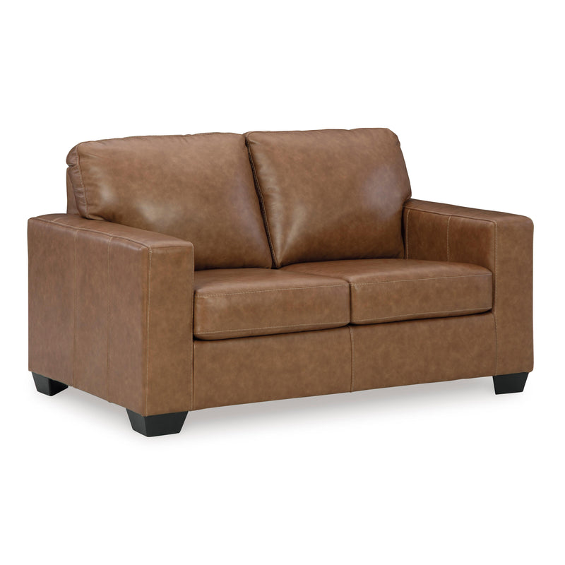 Manufacturer Color_Caramel -- Signature Design by Ashley Bolsena Stationary Leather Match Loveseat IMAGE 1