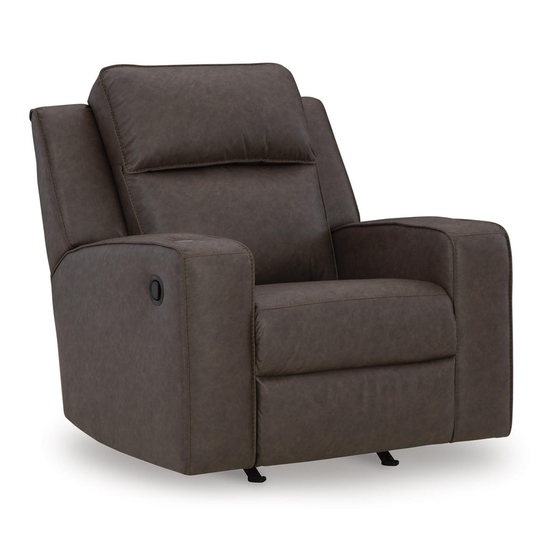 Manufacturer Color_Umber -- Signature Design by Ashley Lavenhorne Rocker Leather Look Recliner IMAGE 1