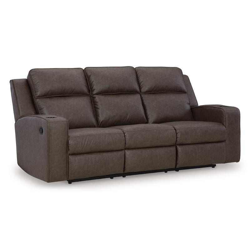 Manufacturer Color_Umber -- Signature Design by Ashley Lavenhorne Reclining Leather Look Sofa IMAGE 1