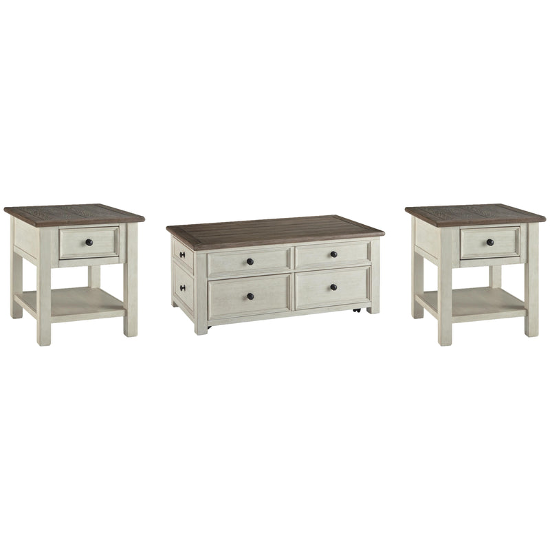 Signature Design by Ashley Bolanburg T637T3 Coffee Table and 2 End Tables IMAGE 1