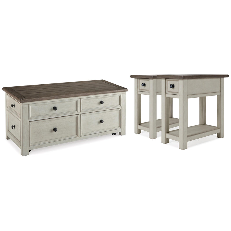 Signature Design by Ashley Bolanburg T637T6 Coffee Table and 2 End Tables IMAGE 1