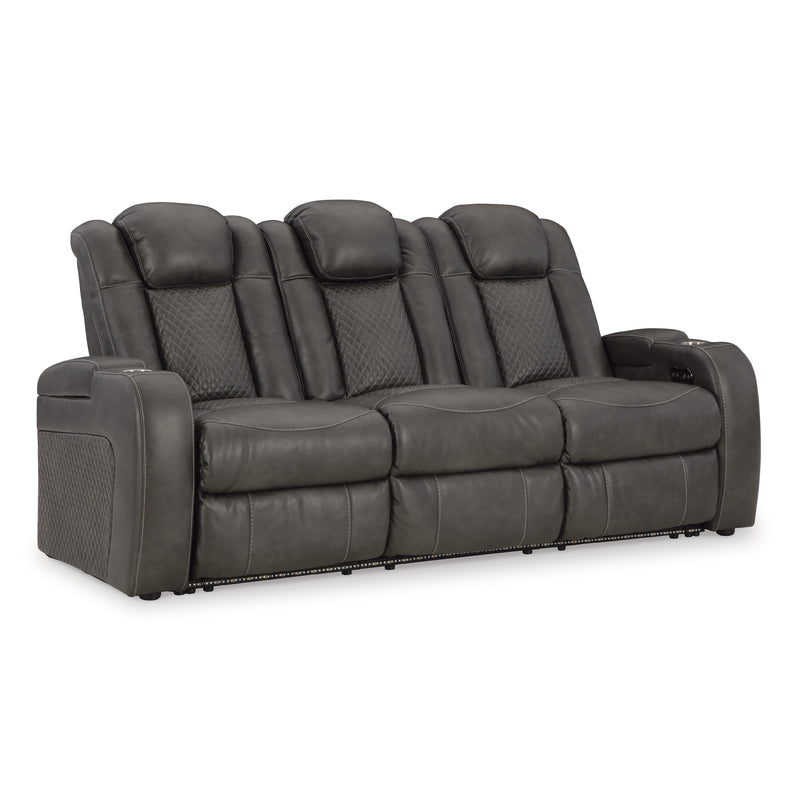 Manufacturer Color_Shadow -- Signature Design by Ashley Fyne Dyme Power Reclining Leather Look Sofa IMAGE 1