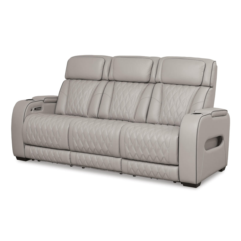 Manufacturer Color_Gray -- Signature Design by Ashley Boyington Power Reclining Leather Match Sofa IMAGE 1
