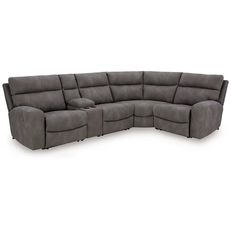Manufacturer Color_Slate -- Signature Design by Ashley Next Gen DuraPella Power Reclining Leather Look 5 pc Sectional IMAGE 1