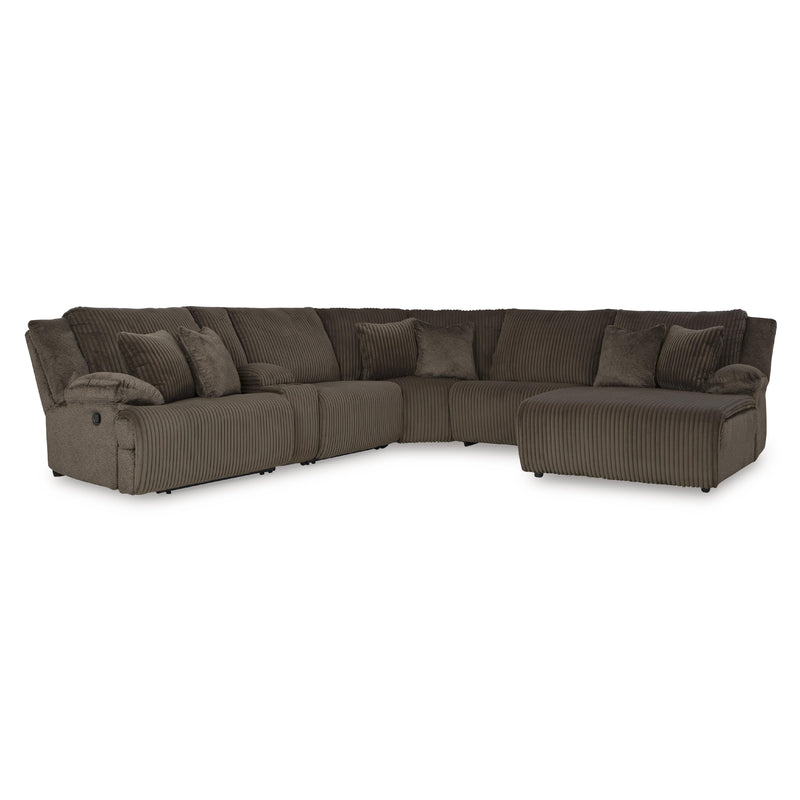 Manufacturer Color_Chocolate -- Signature Design by Ashley Top Tier Reclining Fabric 6 pc Sectional IMAGE 1