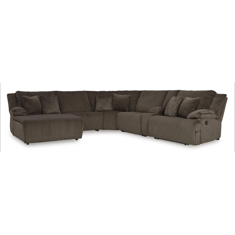 Manufacturer Color_Chocolate -- Signature Design by Ashley Top Tier Reclining Fabric 6 pc Sectional IMAGE 1