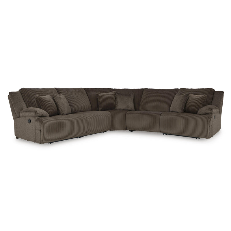 Manufacturer Color_Chocolate -- Signature Design by Ashley Top Tier Reclining Fabric 5 pc Sectional IMAGE 1