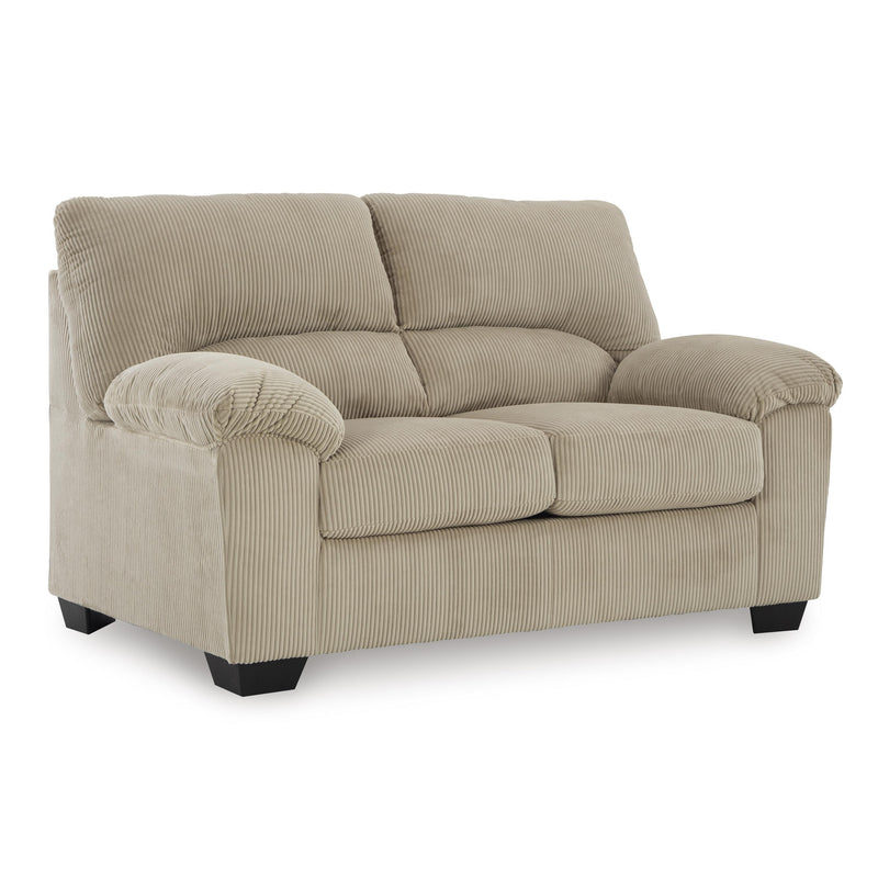 Manufacturer Color_Sand -- Signature Design by Ashley SimpleJoy Stationary Fabric Loveseat IMAGE 1