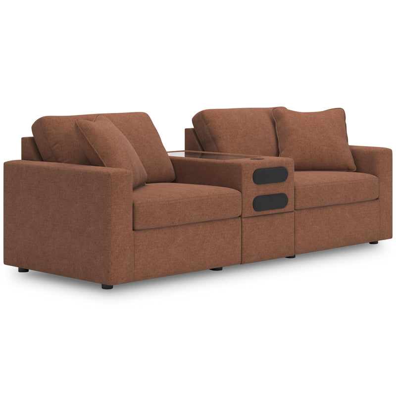 Manufacturer Color_Spice -- Signature Design by Ashley Modmax Stationary Fabric Loveseat with Console IMAGE 1
