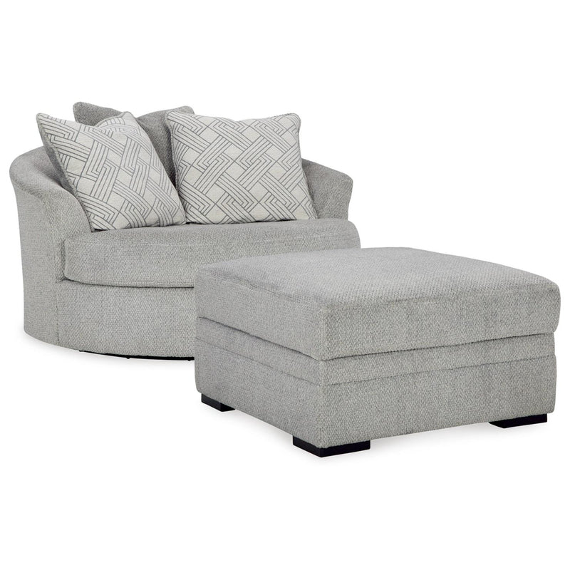 Signature Design by Ashley Casselbury 52906U1 Oversized Swivel Chair and Ottoman IMAGE 1