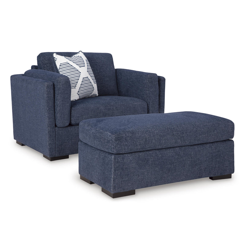 Manufacturer Color_Navy -- Benchcraft Evansley Stationary Fabric Chair with Ottoman IMAGE 1