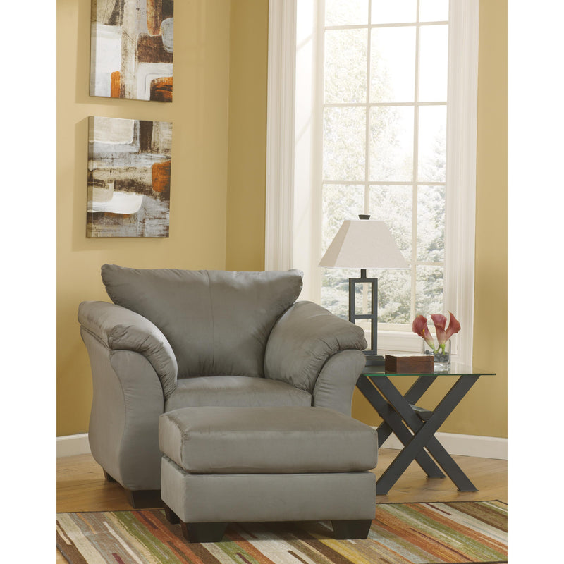Manufacturer Color_Cobblestone -- Signature Design by Ashley Darcy Stationary Fabric Chair with Ottoman IMAGE 1