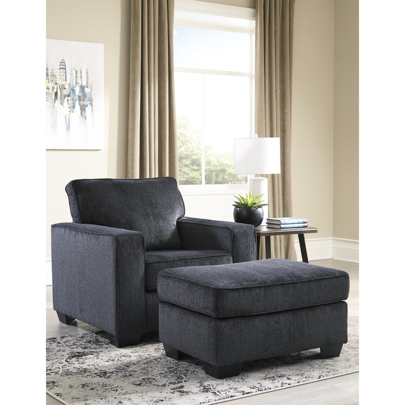 Manufacturer Color_Slate -- Signature Design by Ashley Altari Stationary Fabric Chair with Ottoman IMAGE 1