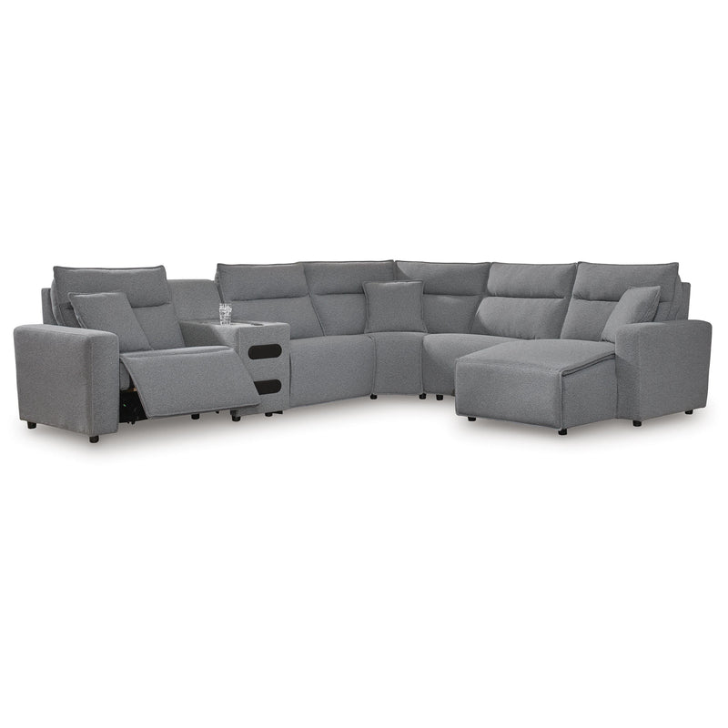 Signature Design by Ashley Modmax 65906S28 6 pc Reclining Sectional with Chaise and Audio Console IMAGE 1