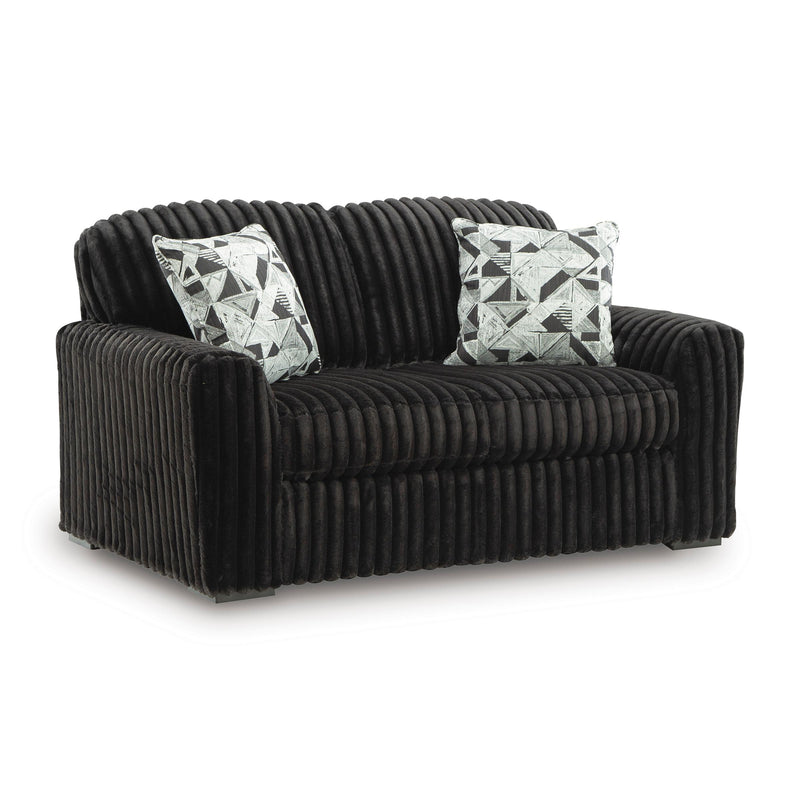 Manufacturer Color_Onyx -- Signature Design by Ashley Midnight Madness Stationary Fabric Loveseat IMAGE 1