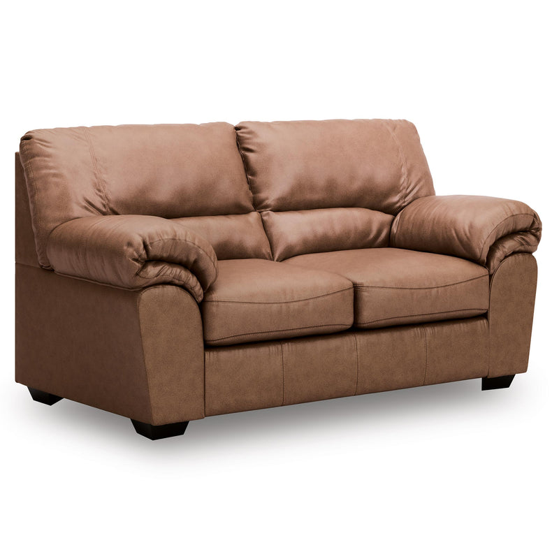 Manufacturer Color_Caramel -- Signature Design by Ashley WillowBend Stationary Leather Look Loveseat IMAGE 1