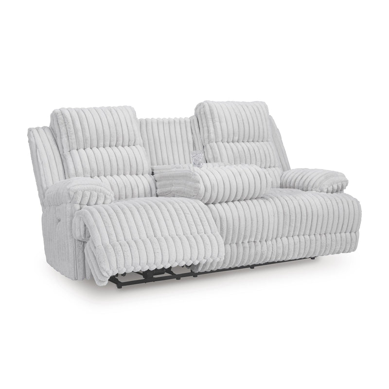 Manufacturer Color_Alloy -- Signature Design by Ashley Rhines Falls Power Reclining Fabric Sofa IMAGE 1