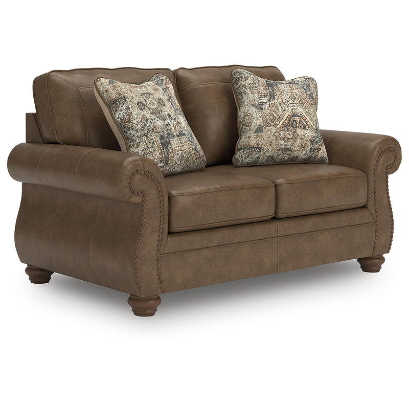 Manufacturer Color_Earth -- Signature Design by Ashley Chasemore Stationary Leather Look Loveseat IMAGE 1