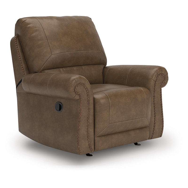 Manufacturer Color_Earth -- Signature Design by Ashley Chasemore Swivel Glider Leather Look Recliner IMAGE 1