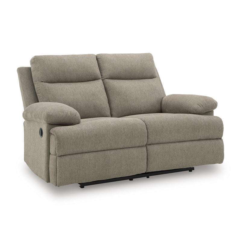 Manufacturer Color_Mocha -- Signature Design by Ashley Side Swipe Reclining Fabric Loveseat IMAGE 1
