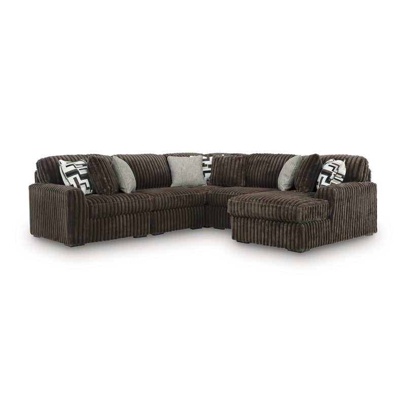 Manufacturer Color_Chocolate -- Signature Design by Ashley Midnight Madness Fabric 5 pc Sectional IMAGE 1