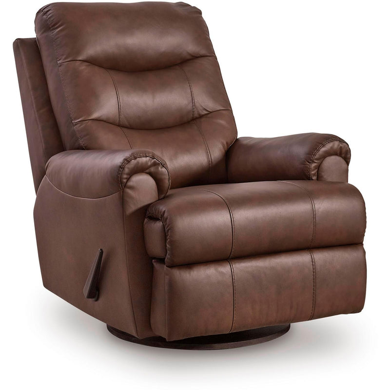 Manufacturer Color_Espresso -- Signature Design by Ashley Flynwood Swivel Glider Leather Match Recliner IMAGE 1