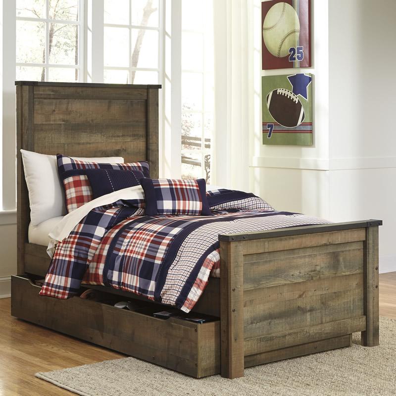  Signature Design by Ashley Trinell B446B8 Twin Panel Bed with 1 Large Storage Drawer IMAGE 1