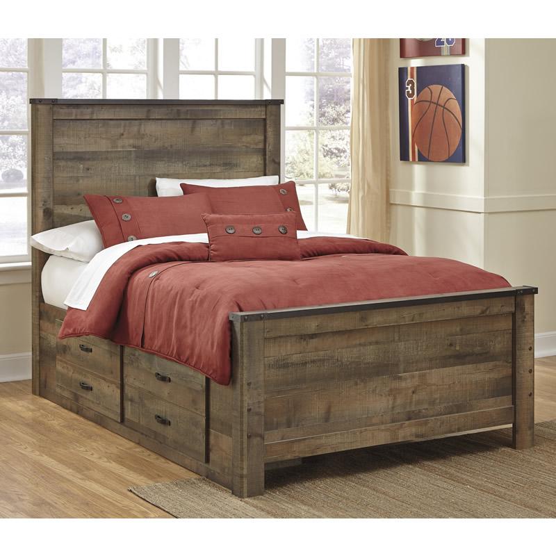  Signature Design by Ashley Trinell B446B10 Full Panel Bed with 2 Storage Drawers IMAGE 1