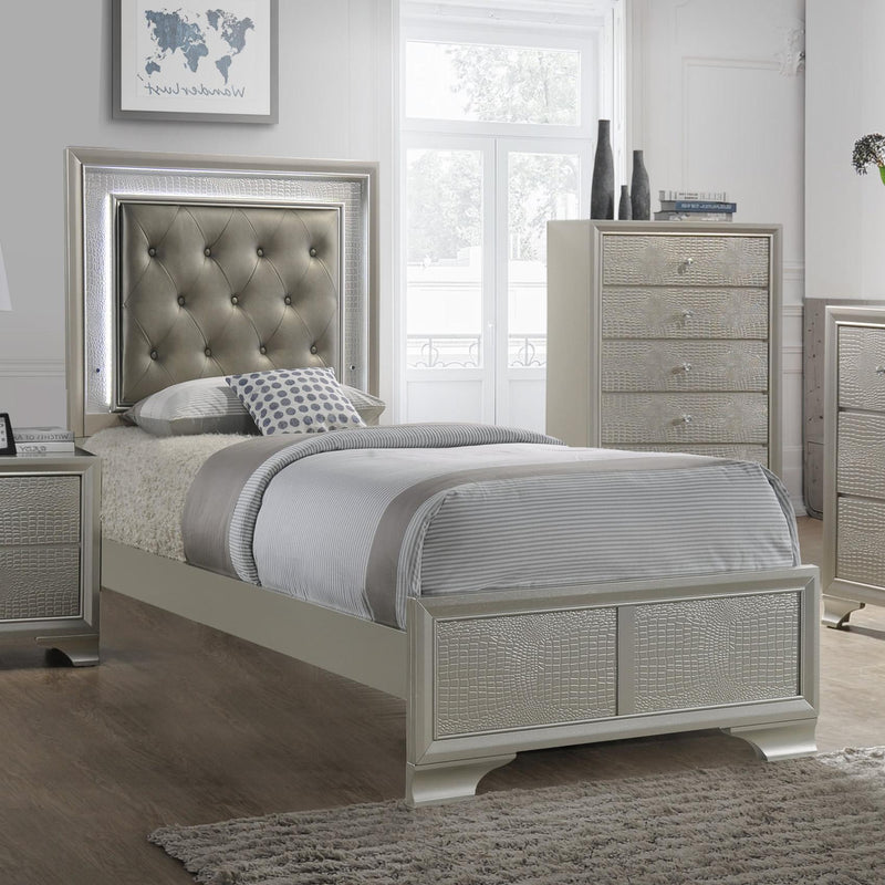  Size_Twin -- Crown Mark Lyssa Upholstered Panel Bed IMAGE 1
