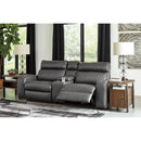  Signature Design by Ashley Samperstone Power Reclining Leather Look 3 pc Sectional 5520358/5520357/5520362 IMAGE 3