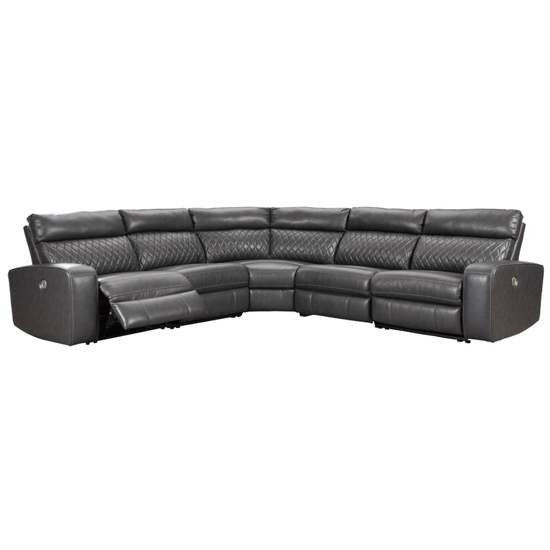  Signature Design by Ashley Samperstone Power Reclining Leather Look 5 pc Sectional 5520358/5520319/5520377/5520346/5520362 IMAGE 2