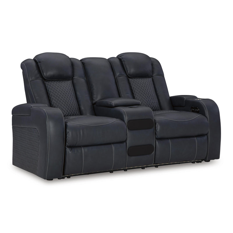  Manufacturer Color_Sapphire -- Fyne-Dyme 3660318 Power Reclining Loveseat with Console and Adjustable Headrest IMAGE 1