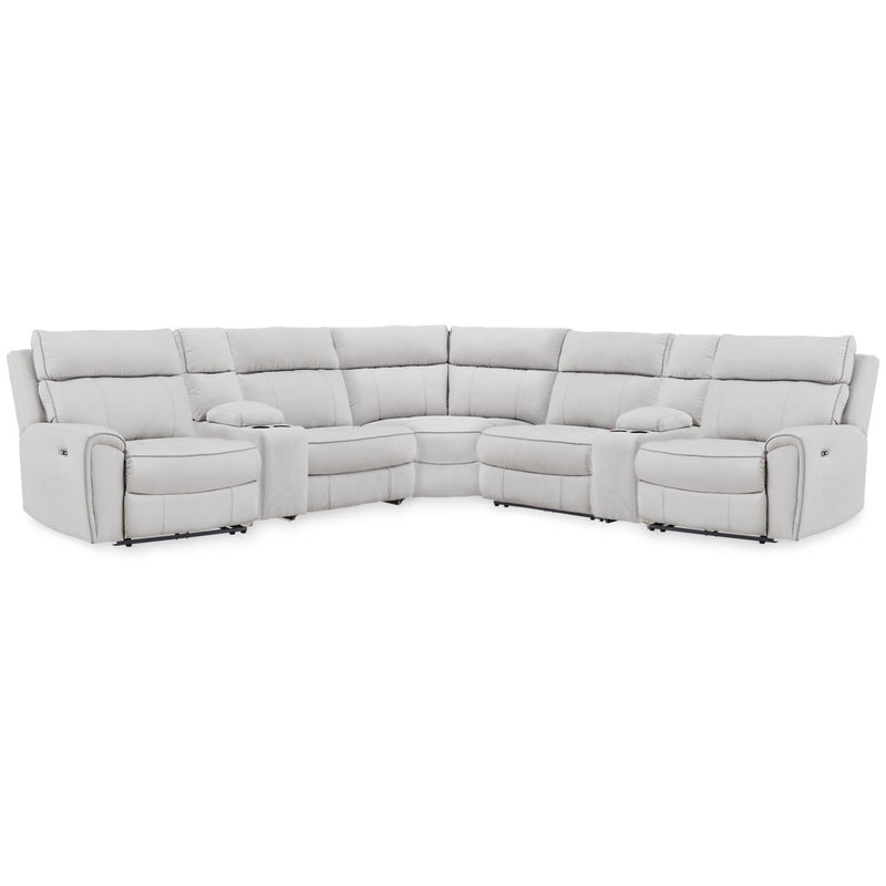  Signature Design by Ashley Social Pointe PC98802S34 7 pc Reclining Sectional with Storage Consoles IMAGE 1