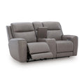  Manufacturer Color_Coin -- Signature Design by Ashley 5Z Comfort Power Reclining Leather Match Loveseat with Console IMAGE 1