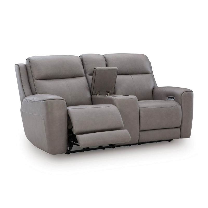  Manufacturer Color_Coin -- Signature Design by Ashley 5Z Comfort Power Reclining Leather Match Loveseat with Console IMAGE 1