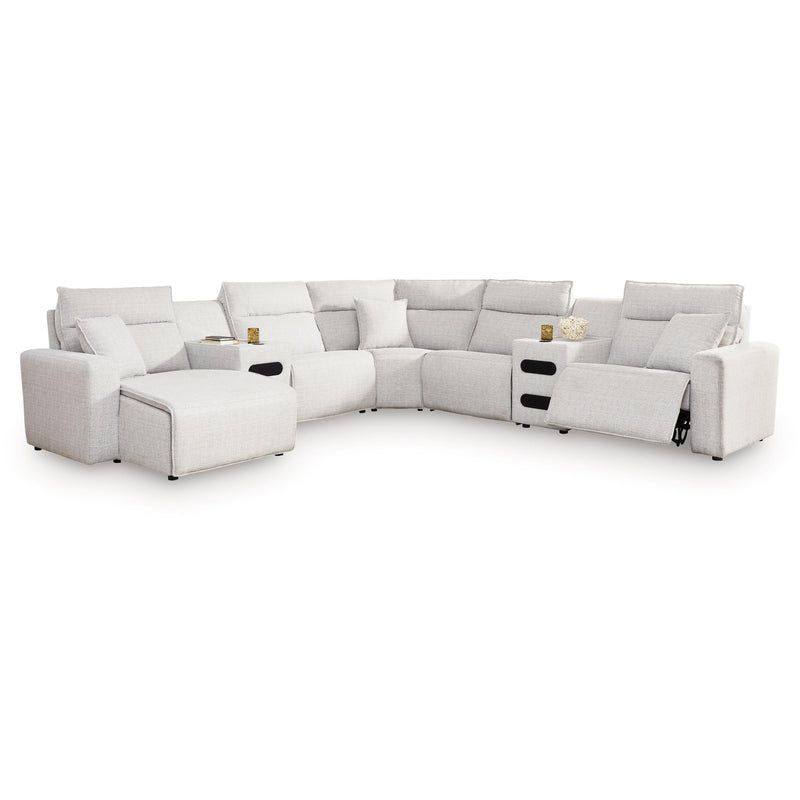  Manufacturer Color_Stone -- ModMax II 65907S20 7 pc Power Reclining Sectional with Chaise and Audio Consoles IMAGE 1