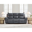  Manufacturer Color_Admiral -- Signature Design by Ashley Bexhurst Power Reclining Leather Match Sofa IMAGE 4
