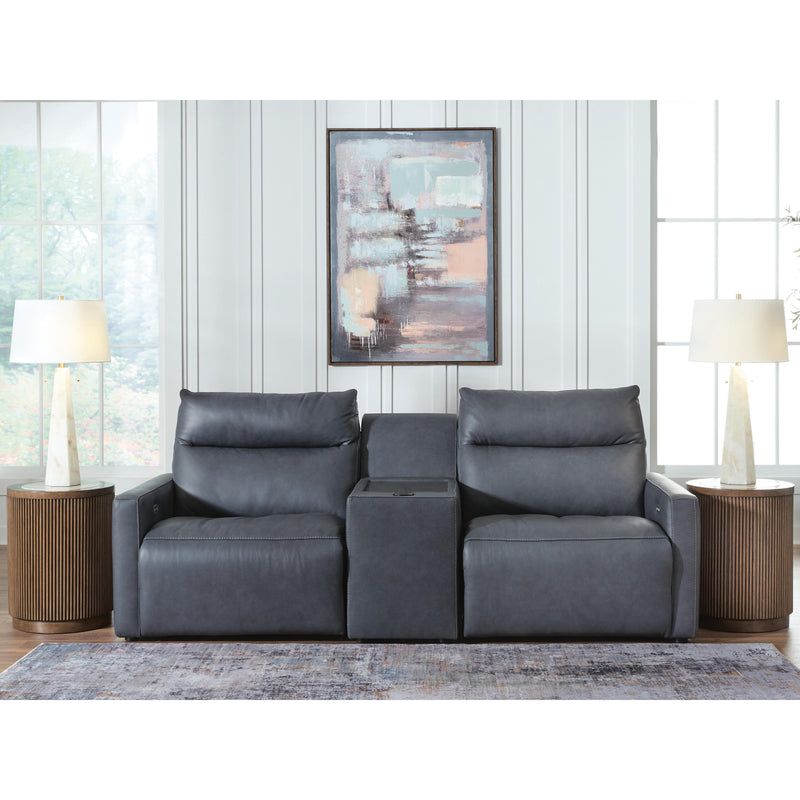  Manufacturer Color_Blue -- ModZ U14001S2 3 pc Power Reclining Sectional Loveseat with Audio Console IMAGE 1