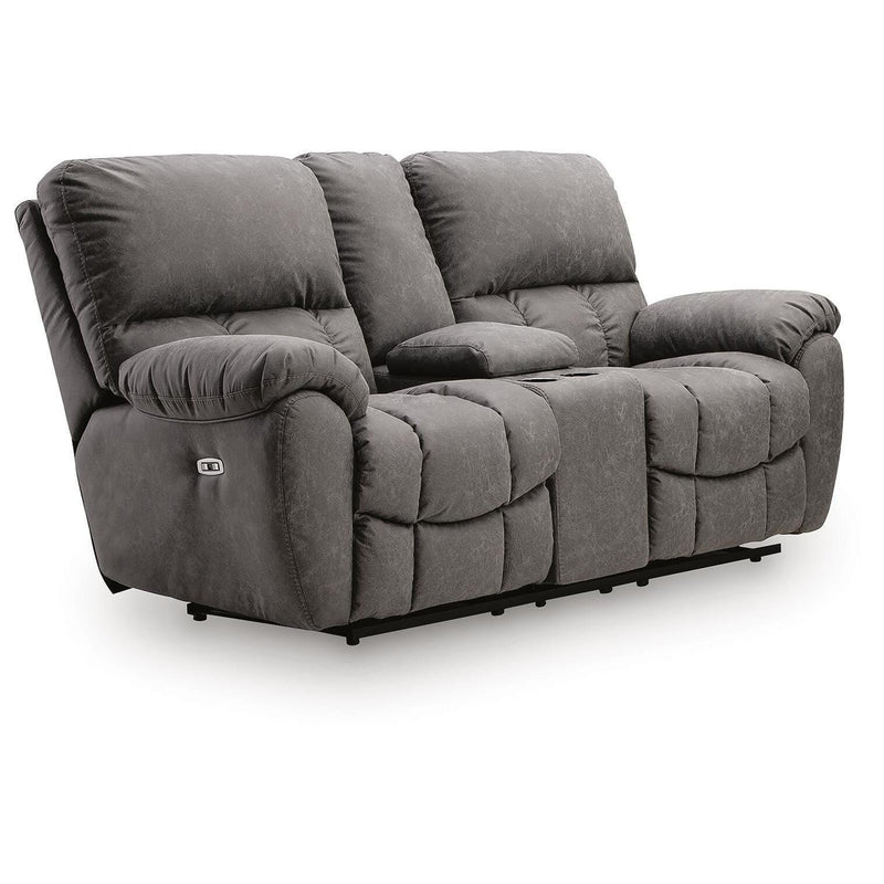  Signature Design by Ashley Bakerstein PC1250318 Power Recliner Loveseat with Console & Adjustable Headrest IMAGE 1